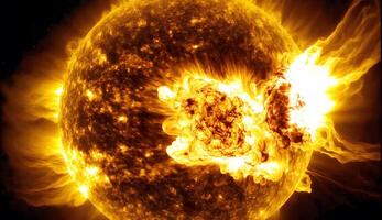 sol- explosioner också känd som sol- bloss eller korona, skapas använder sig av generativ ai teknologi foto