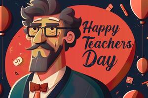 Lycklig lärare dag illustration tillverkad med generativ ai foto