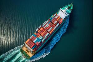 behållare fartyg bärande behållare för importera och export.generativ ai foto