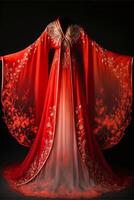 detta är en kinesisk tang kostym och hanfu kjol bred ärmar. generativ ai. foto