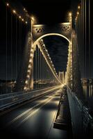illustration av bro. natt se. generativ ai. foto