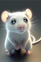 en super söt skinande bebis vit råtta. generativ ai. foto