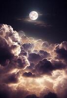 stary vit moln drömmande måne nyanser. generativ ai. foto