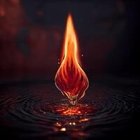 flamma på stänk vatten detaljerad levande monumental. generativ ai. foto