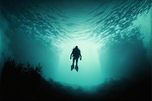 djupt hav bakgrund under vattnet tömma lugna hav dykare .generativ ai foto