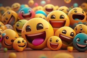 Lycklig och skrattande uttryckssymboler, social media och kommunikation ai genererad foto