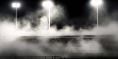 stadion lampor och rök ai genererad foto