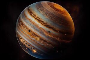 de planet Jupiter, en se av en planet i de sol- systemet. generativ ai foto