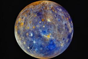 kvicksilver, en planet i de sol- systemet. färgrik bild. generativ ai foto