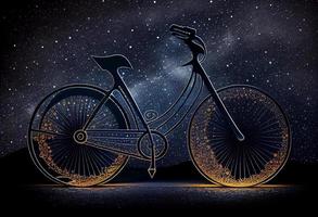 cykel kreativ bild tillverkad med starry natt till form de cykel form . generera ai foto
