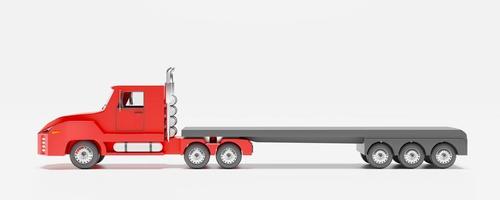 röd traktor och trailer eller semi lastbil på vit bakgrund ,3d illustration eller 3d tolkning foto