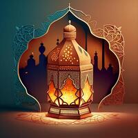 ai generativ skön eid mubarak arabicum islamic bakgrund och baner design. foto