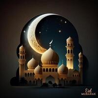 ai generativ skön eid mubarak arabicum islamic bakgrund och baner design. foto