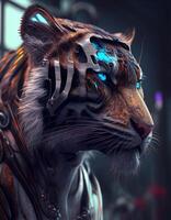 cyberpunk tiger realistisk illustration skapas med ai verktyg foto