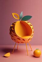 generativ ai illustration av syfte stol ha frukt form, studio bakgrund fast foto