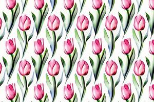 generativ ai. blomma mönster med tulpaner, pastell vattenfärg illustration foto