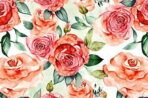 generativ ai.blommig mönster med rosor, pastell vattenfärg illustration. foto