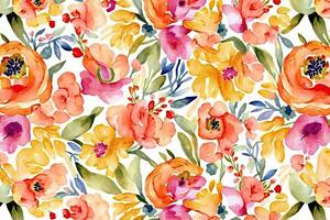 generativ ai.blommig mönster av vildblommor, pastell vattenfärg. illustration. foto