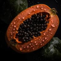 färsk papaya sömlös bakgrund synlig droppar av vatten generativ ai foto
