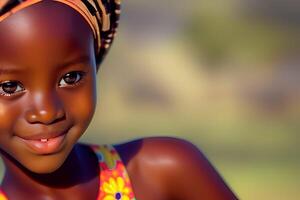 afrikansk flicka skönhet bakgrund fläck ai generativ foto