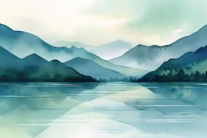 en fredlig och lugn landskap målning konst illustration bakgrund med generativ ai foto