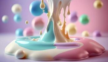bakgrund av volumetriska abstrakt stänk av mjölk stänk av flytande yoghurt mjölk drycker ai generation foto