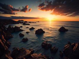 hav och solnedgång foto