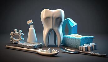 vit friska tand, annorlunda verktyg för dental vård, generativ ai foto