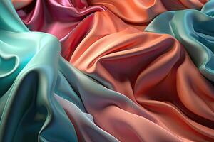 abstrakt slät silke bakgrund. satin elegant lyx tyg. skön mjuk veck på de yta av de tyg. generativ ai foto