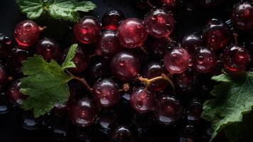 vinbär sömlös bakgrund synlig droppar av vatten generativ ai foto
