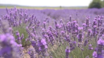 violett lavendel- fält blommor landskap generativ ai foto
