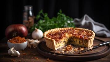 quiche lorraine franska maträtt generativ ai foto