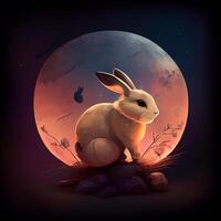 full måne kinesisk vår festival kanin. generativ ai foto