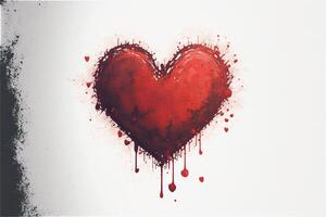 vattenfärg röd hjärta med kopia Plats. generativ ai foto