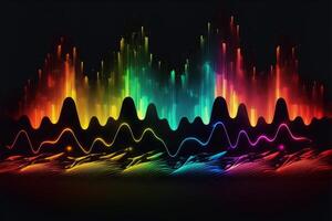 ljud ekv barer neon vågor trippy skarp. generativ ai foto