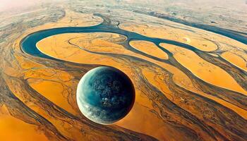 abstrakt jord planet ovan de hav. generativ ai foto