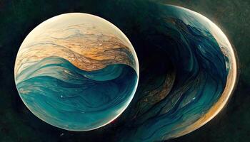 jord tecknad serie stil baner av planet i universum. generativ ai foto