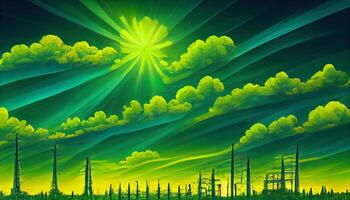 grön energi genererad förbi sol- panel. generativ ai foto