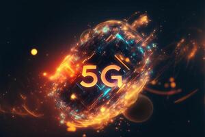 abstrakt 5g logotyp för teknologi bakgrund. generativ ai foto