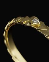 guld diamantring isolerad på svart bakgrund, 3d-rendering foto