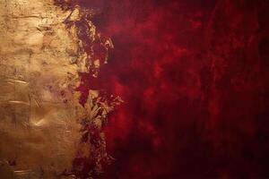 djup röd guld folie textur bakgrund med generativ ai foto