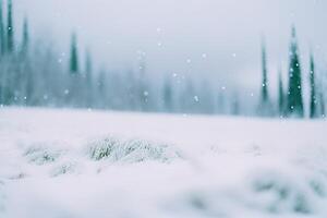 de landskap av vinter- med snö och ai genererad. foto