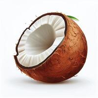 kokos, isolerat på vit bakgrund, skapas med generativ ai foto