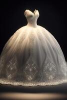 en super underbar och skön bröllop klänning. generativ ai. foto