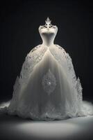 en super underbar och skön bröllop klänning. generativ ai. foto