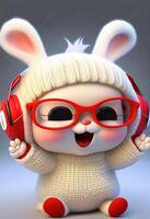 pixar stylea super söt och Lycklig dugg kanin. generativ ai. foto