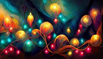 underbar abstrakt jul lampor på bakgrund. generativ ai foto