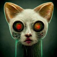 cyborg katt blandad media. generativ ai foto