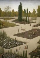 trädgård av död död trädgårdsarbete fresk målning. generativ ai foto