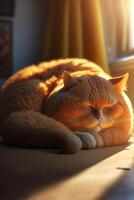 en super fett liten orange katt. generativ ai. foto